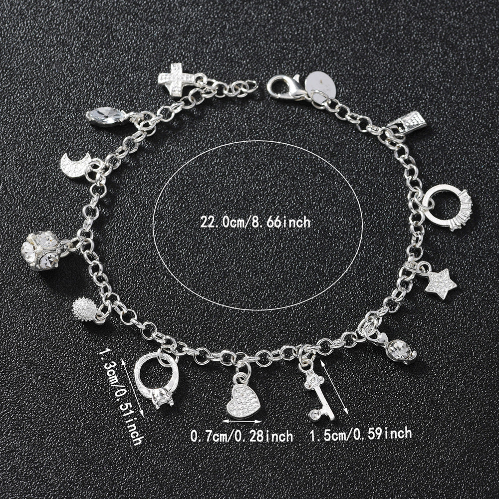 Creative Attractive Women's Sier Fashion Thirteen Bracelet