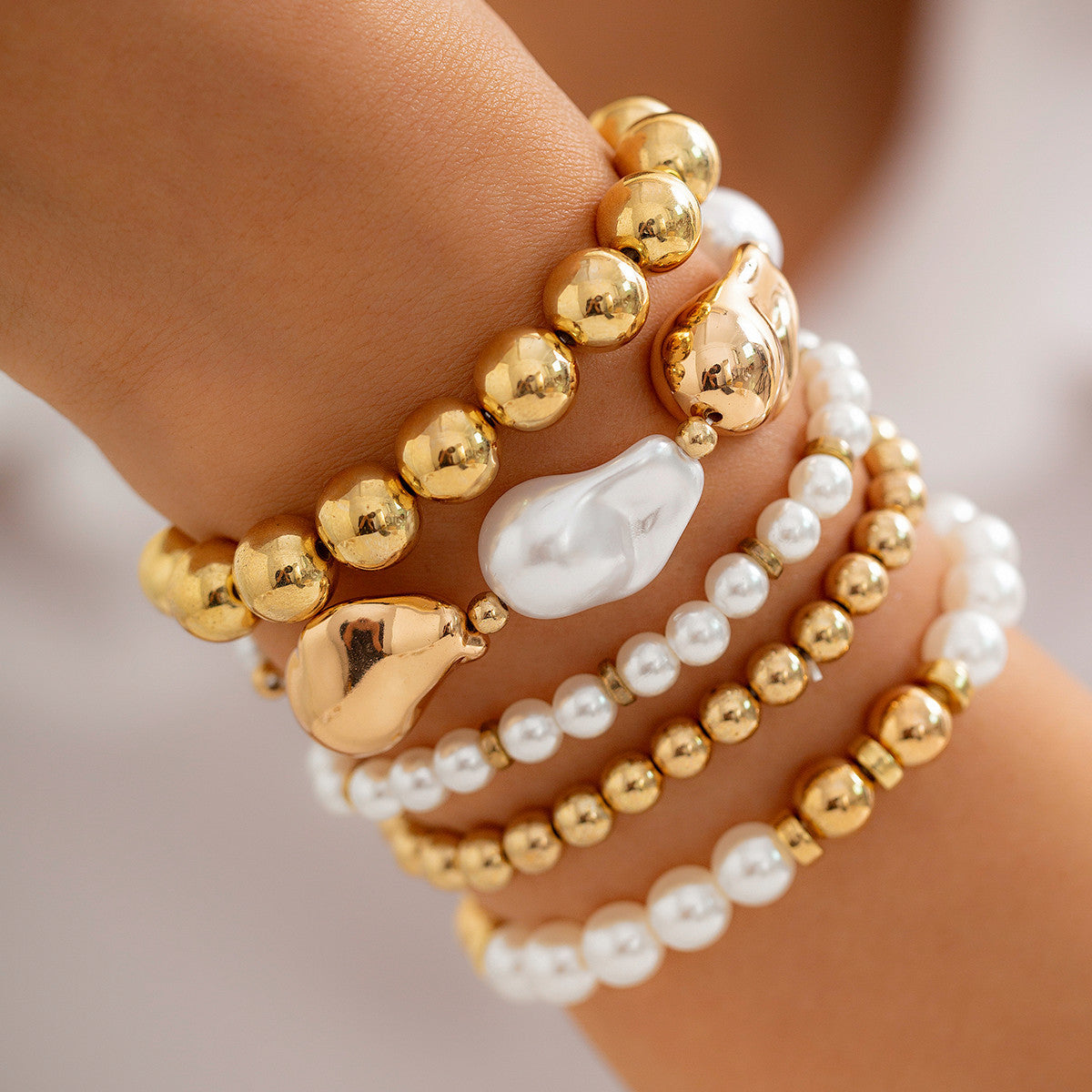 French Beaded Love Simple Imitation Pearl Bracelets