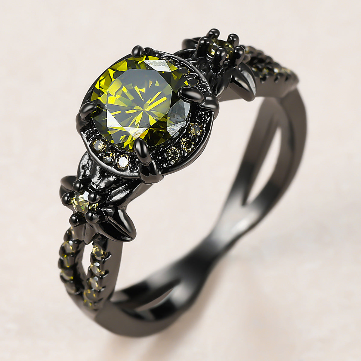 Orange Dark Black Gold Diamond Full Rings