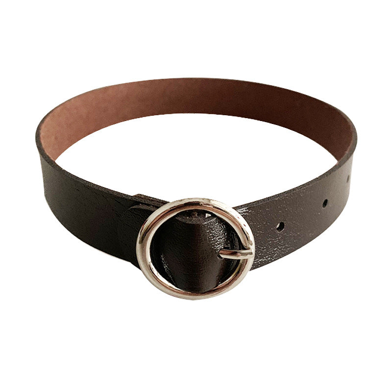 Leather Round Gothic Simple Neck Band Collar