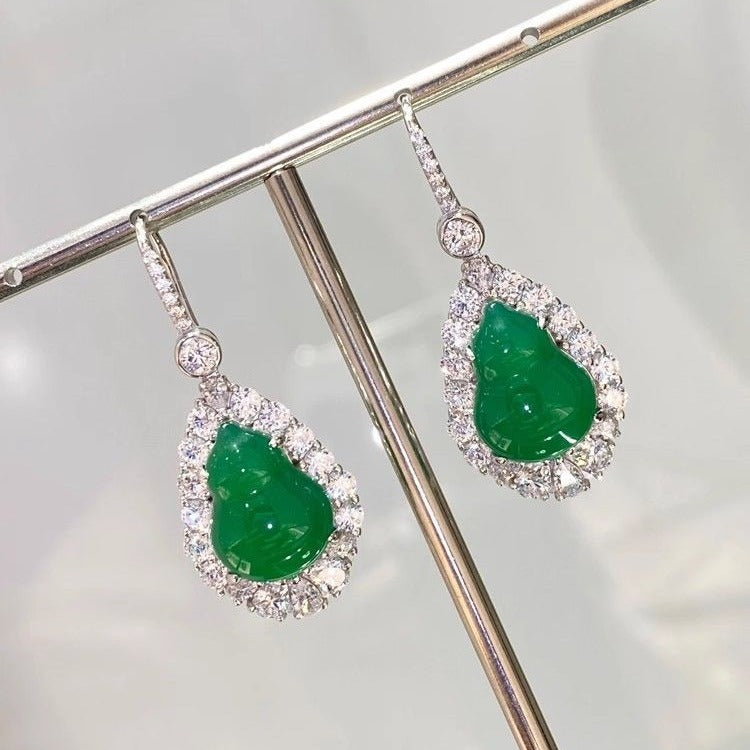 Sier Plated Diamond Luxury Elegance Retro Chinese Earrings