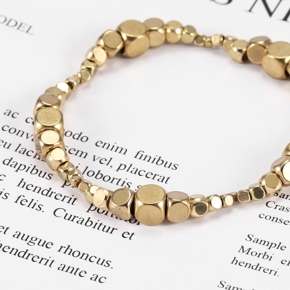 Brass Pearlescent Perforated Beads Square Metal Jewelry Accessories