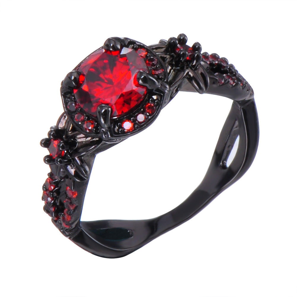 Orange Dark Black Gold Diamond Full Rings