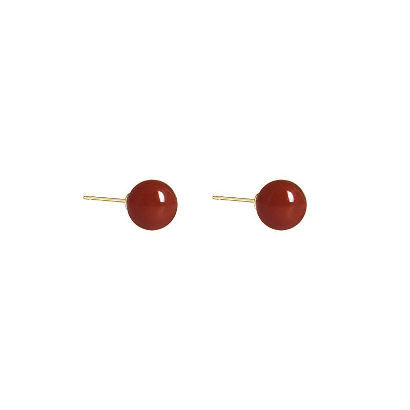 Agate Retro High-grade Chinese Style White Tomato Earrings