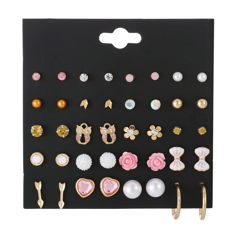 Metal Irregular Geometry Pairs Earings Vintage Pearl Earrings