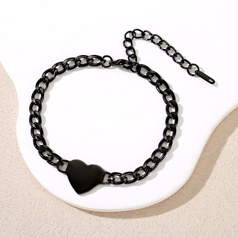 Blank No Words Material Stainless Steel Cuban Link Chain Laser Bracelet