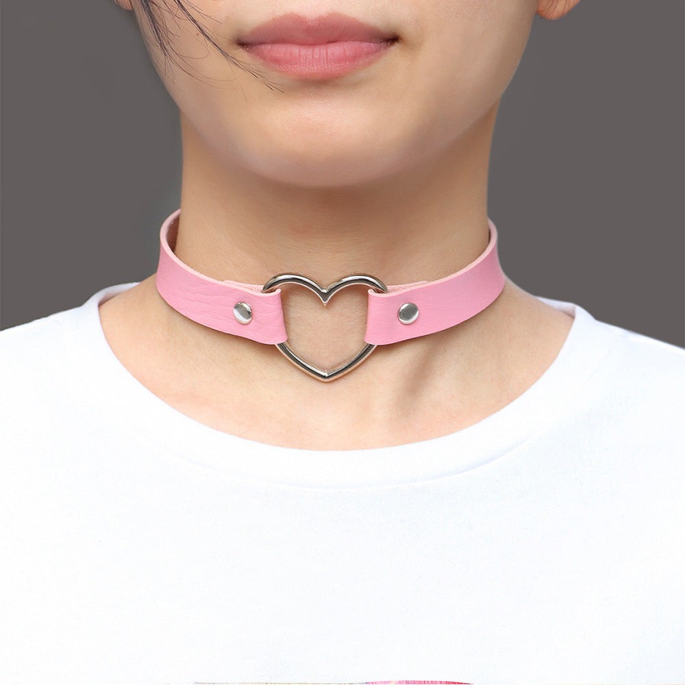 Love Female Neck Band Hand Holding Rope People With Chain Collar