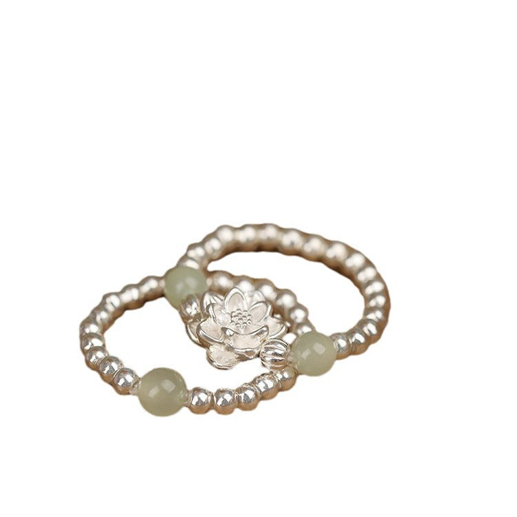 Women's True Her Natural Jade Sterling Sier Rings