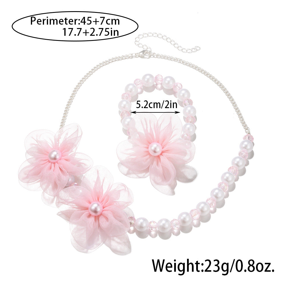 Children's Tulle Flower Pearl Cute Princess Series Bracelets