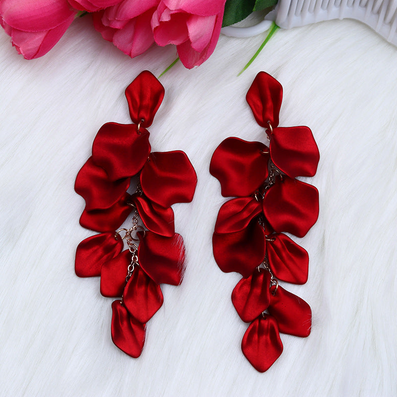 Women's Fashion Personality Tassel Petals Candy Color Design Earrings