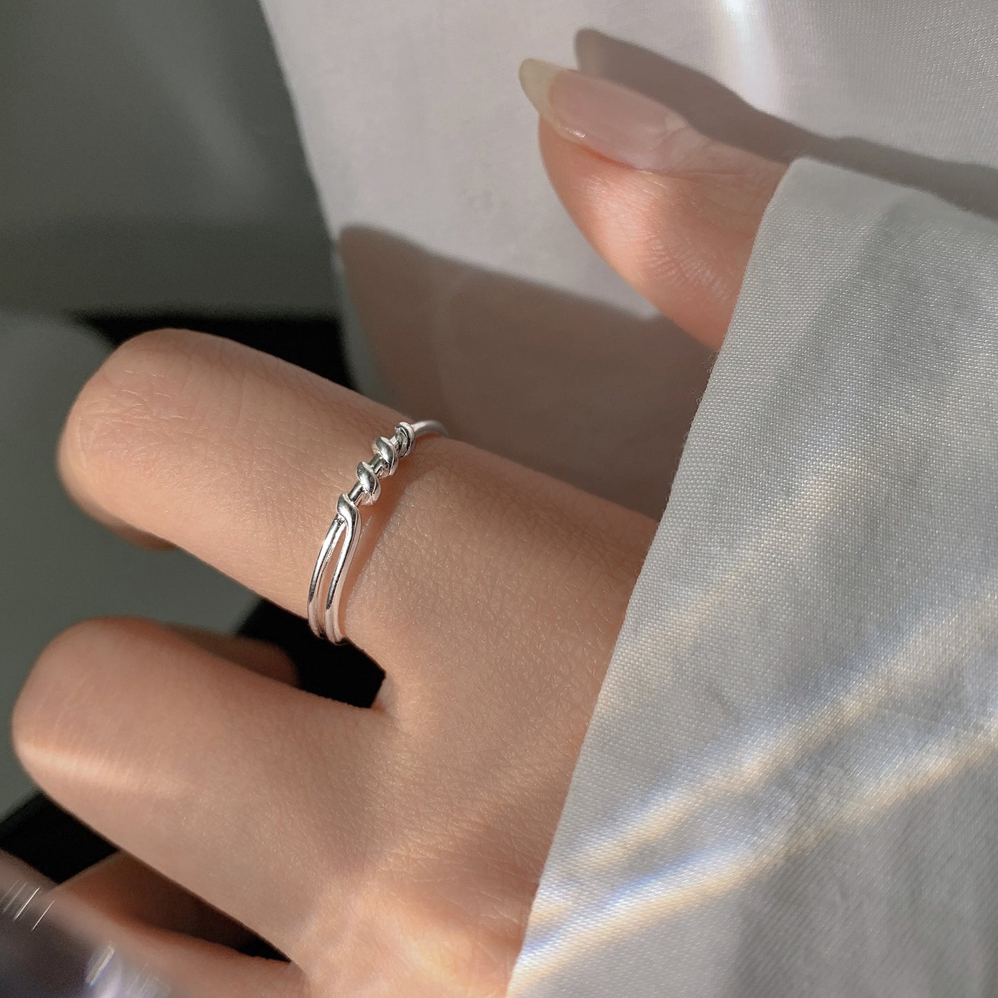 Women's Summer Simple Line Geometric Girlfriends Couple Opening Rings