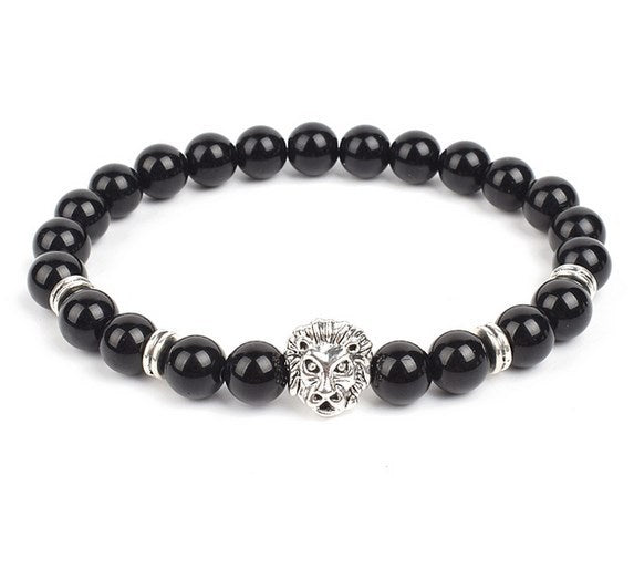 Spacer Alloy Lion's Head Haematite Yoga Buddha Bracelet