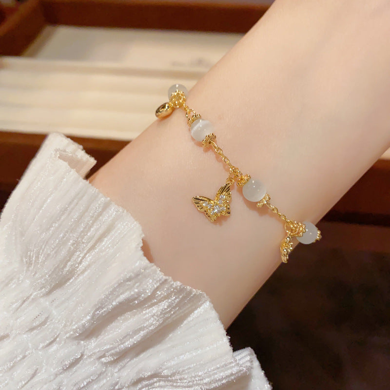 Summer Exquisite Stylish Sweet Butterfly Opal Temperament Entry Lux Bracelet