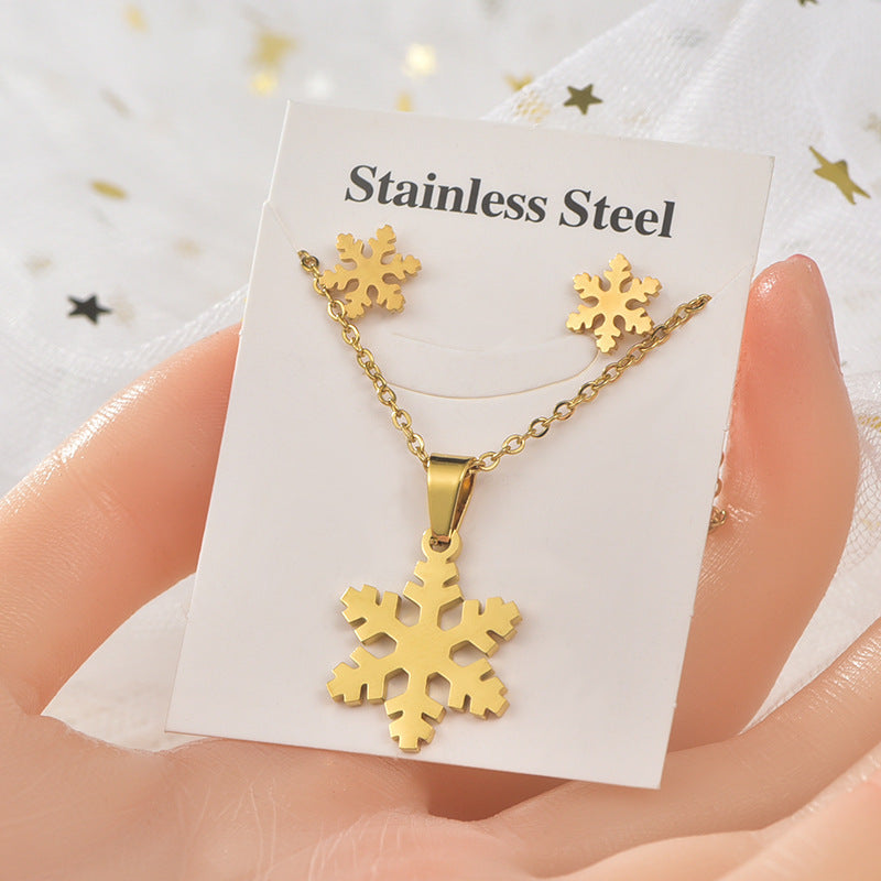 Steel Irregular Pattern Package Snowflake Puzzle Electroplated Jewelry Set