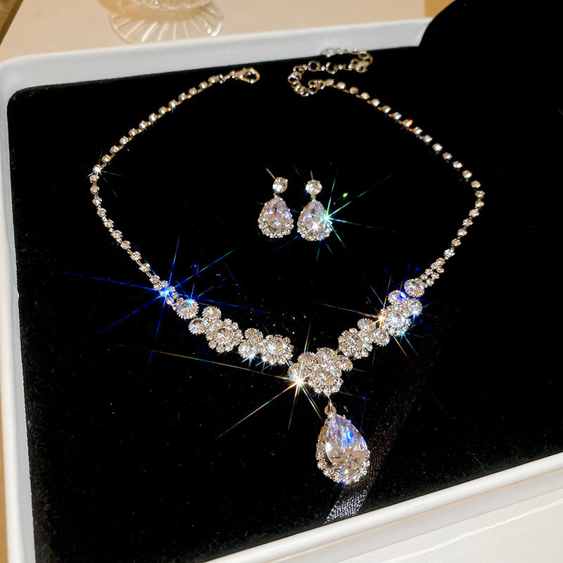 Women's Water Drop Zircon With Diamond Ear Necklaces