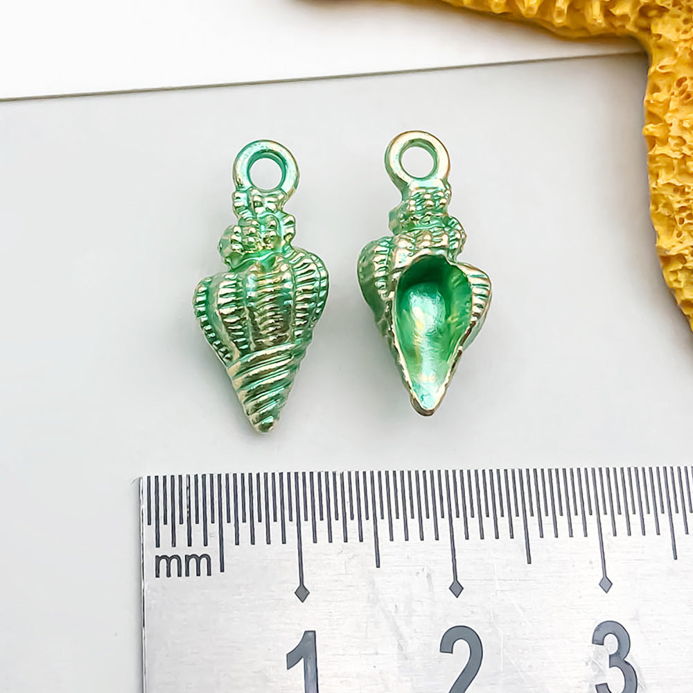 Colorful Oil Alloy Simulation Marine Conch Pendants