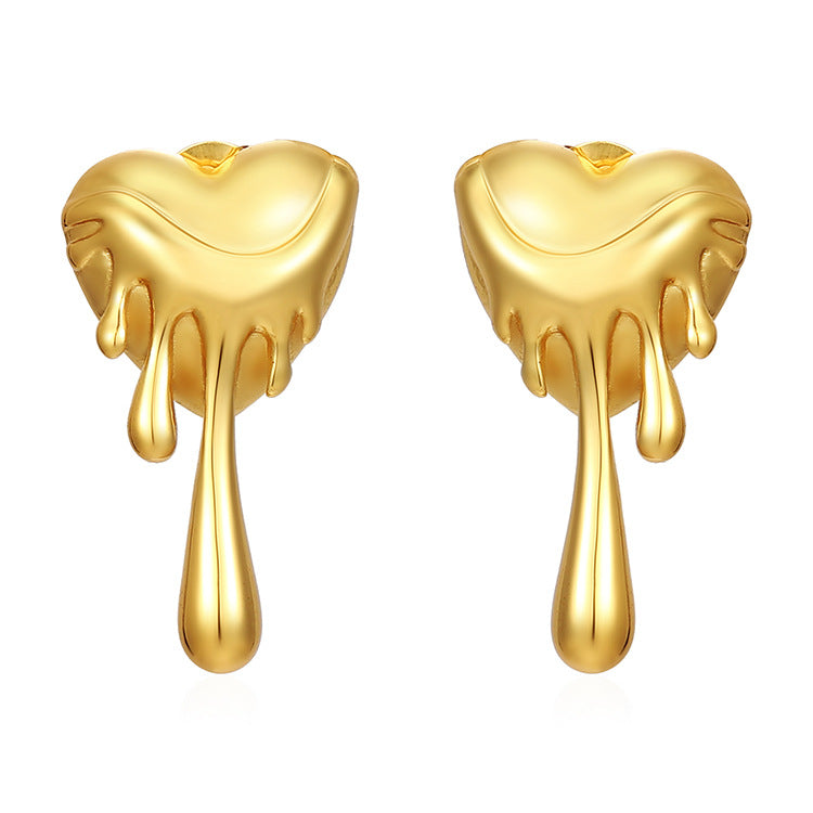 Gold-plated Stainless Steel Love Melting Female Earrings