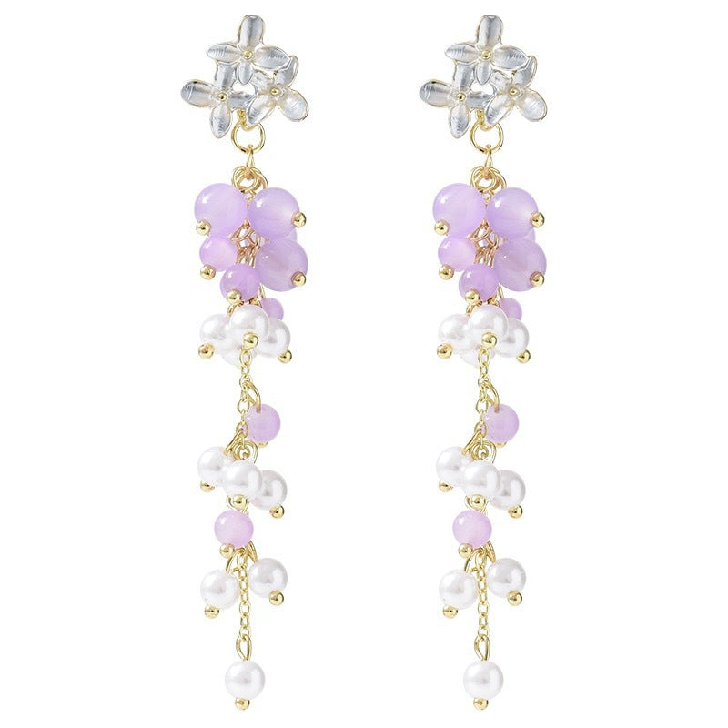 Fresh Butterfly Flower Light Luxury Long Earrings