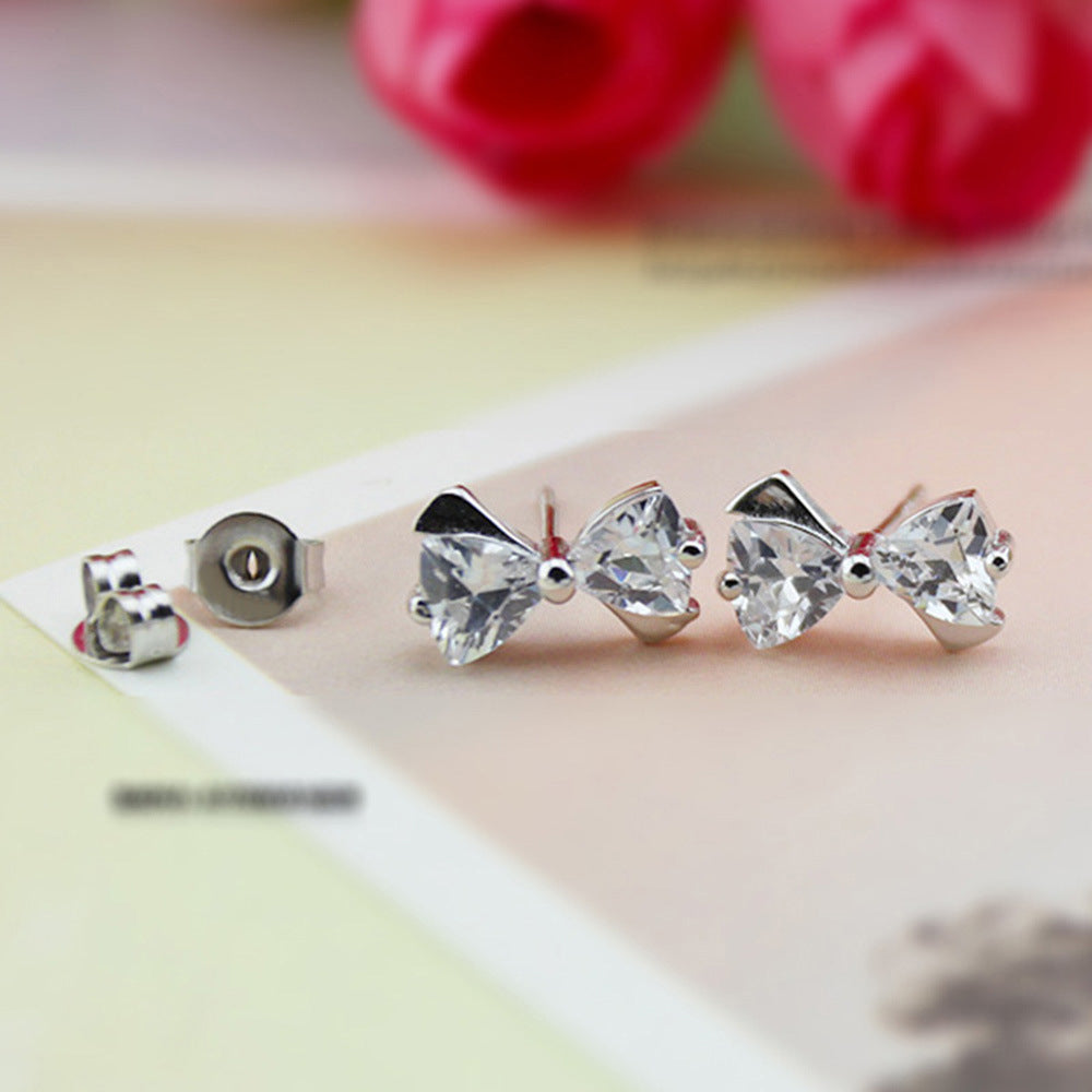 Simple Cute Bow Zircon Fashion Minimalist Earrings