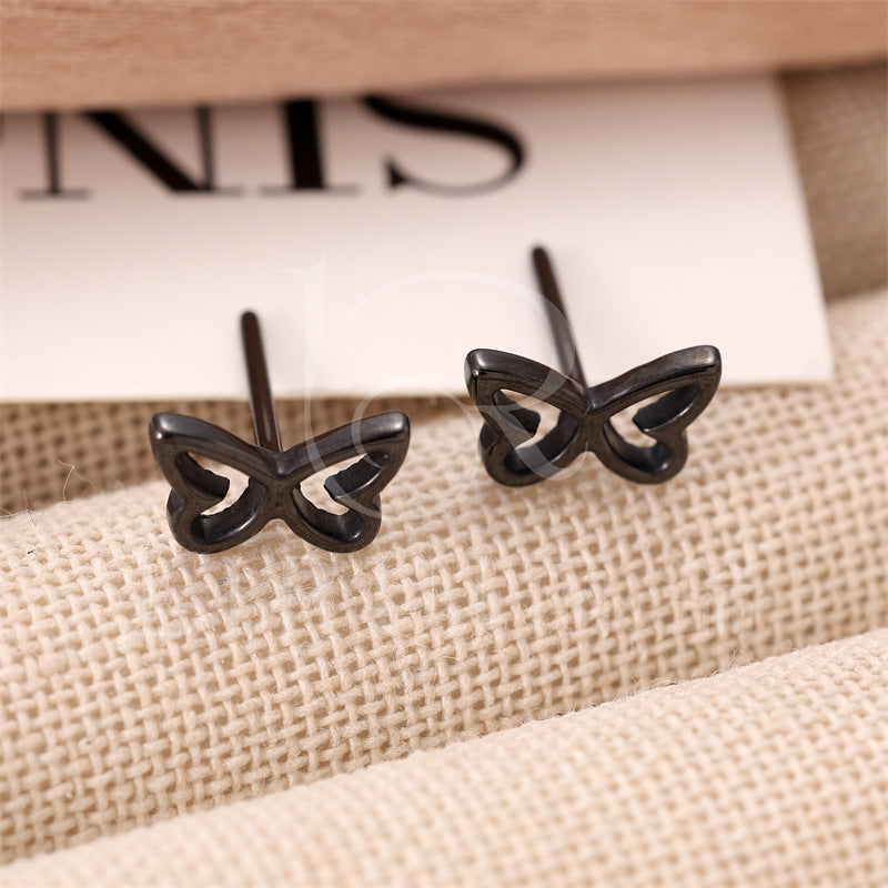 Butterfly Integrated Biological Porcelain Tassel Zirconia Ceramic Ear Small Stud Earrings