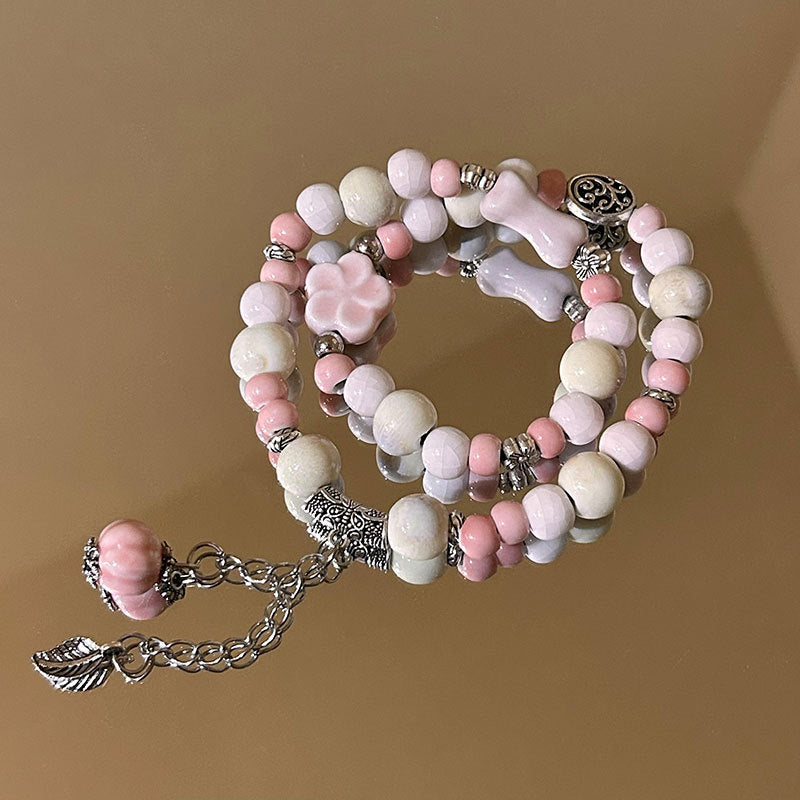 Style Double Circle Ceramic Beaded Ethnic Bracelets