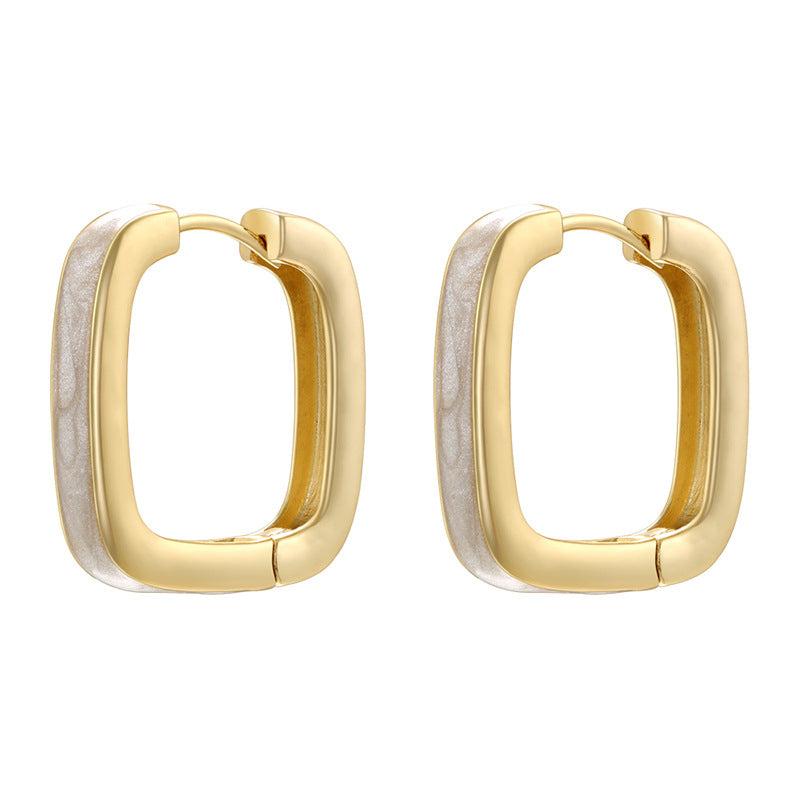 Women's Colorful Drip Square Ear Clip Geometric Earrings