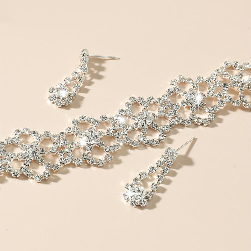 Bride Claw Chain Rhinestone Crystal Flowers Rings