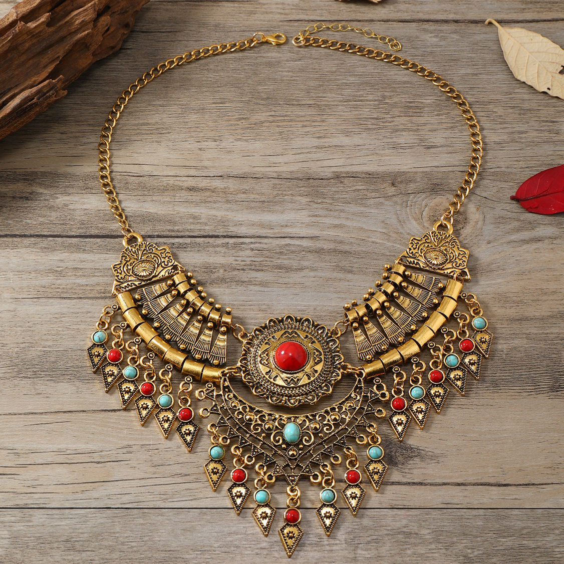 Ethnic Water Drop Tassel Sweater Chain Necklaces