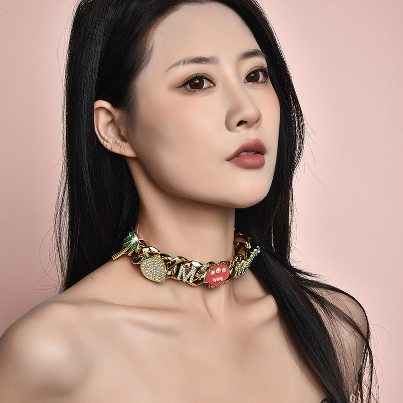 Women's & Men's Fashion Full Diamond Trendy Rap Hip Hop Versatile Collar