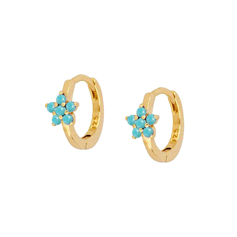 Light Luxury Sier Needle Geometric Ear Female Water Drop Leaf Stud Earrings