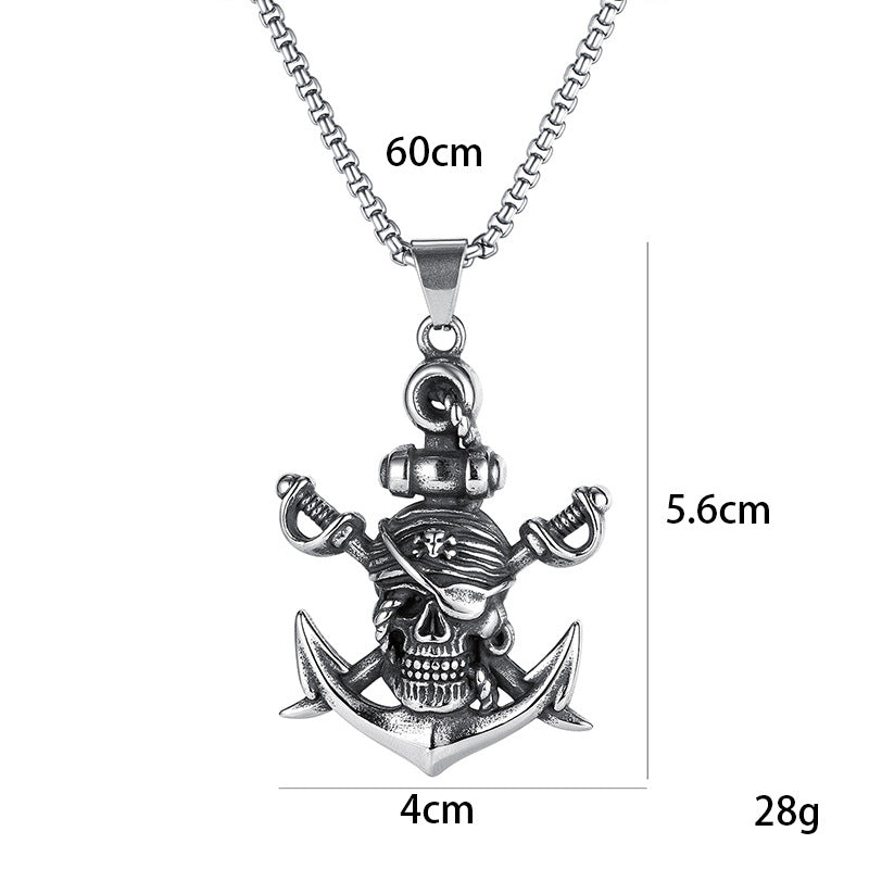 Design Double Sword Pirate Titanium Steel Vintage Halloween Necklaces