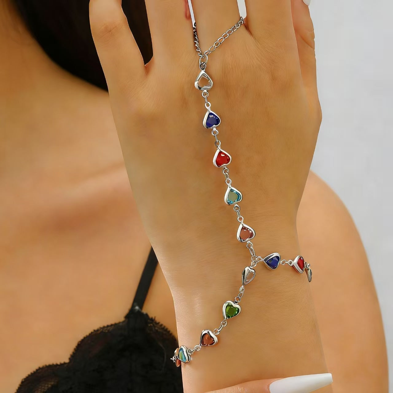 Colored Loving Heart Geometric Candy Color Glass Earrings