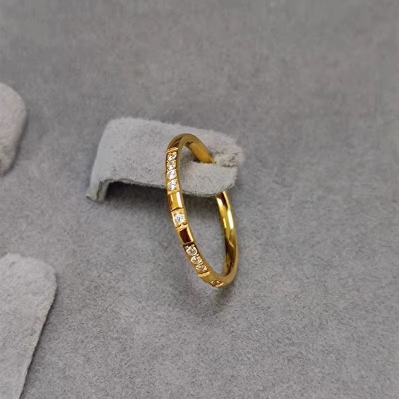 Rhinestone Zircon Couple Titanium Steel Design Ring