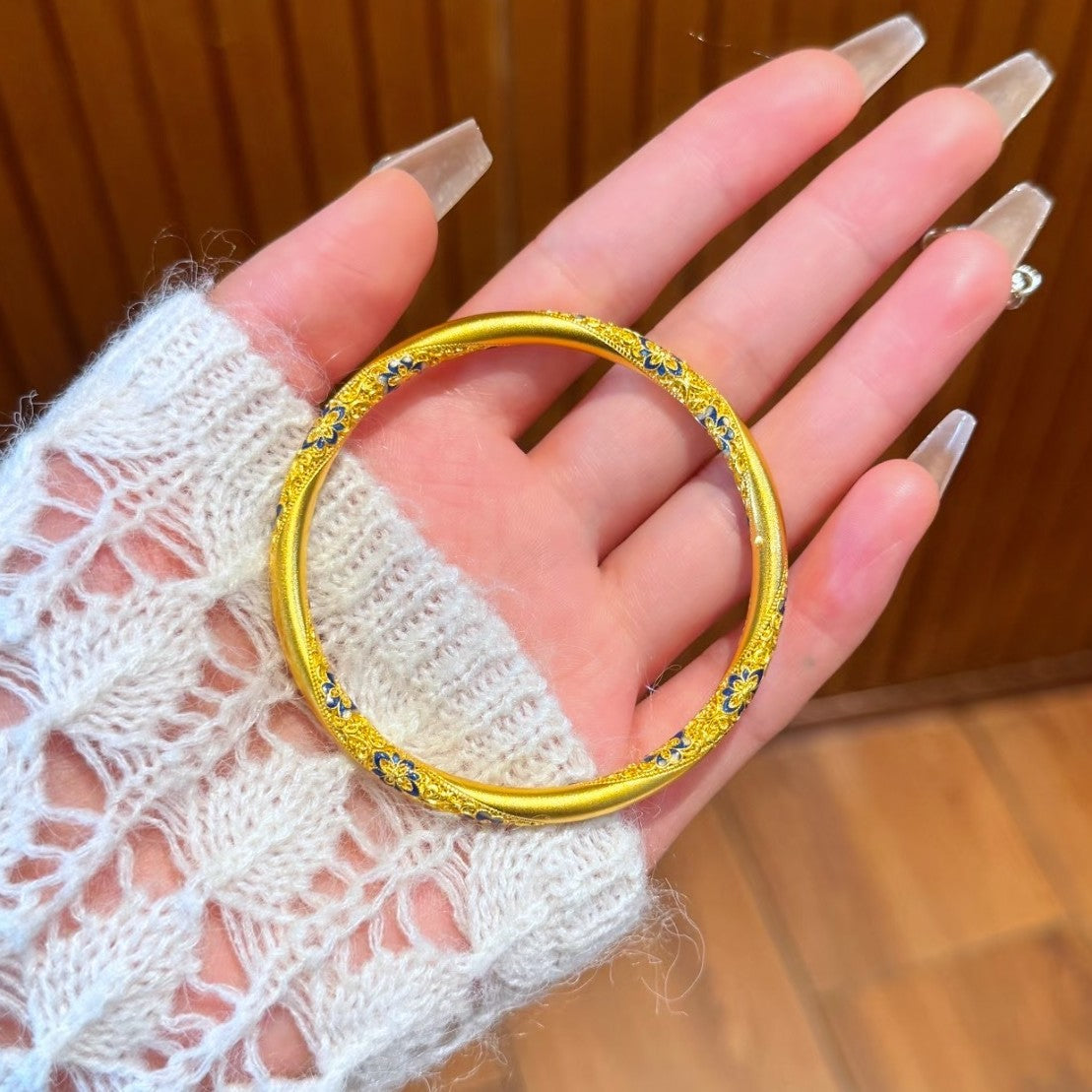 Women's Blue Colorful Enamel Chinese High-grade Design Bracelets