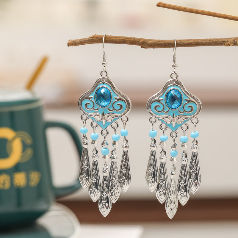 Style Design Long Leaf-shaped Female Yunnan Earrings