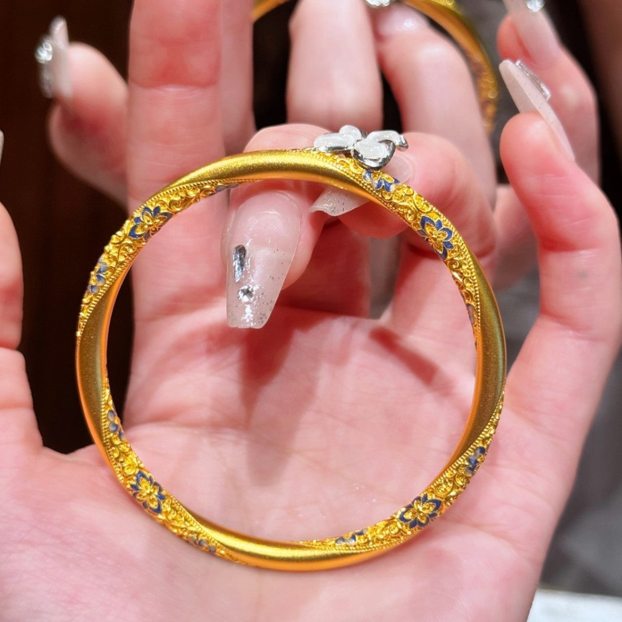 Women's Blue Colorful Enamel Chinese High-grade Design Bracelets