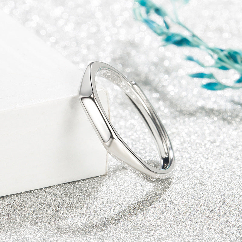 Simple Irregular Rhombus Glossy Special Interest Light Luxury Design Adjustable Ring