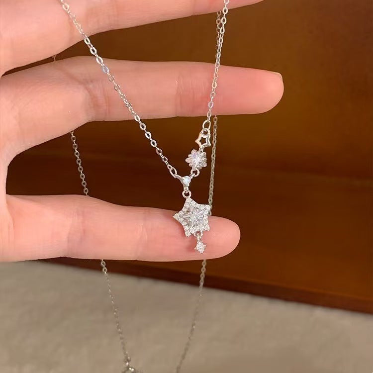 Sparking Zirconium Light Luxury Minority Design Sweet Graceful Bow Necklaces