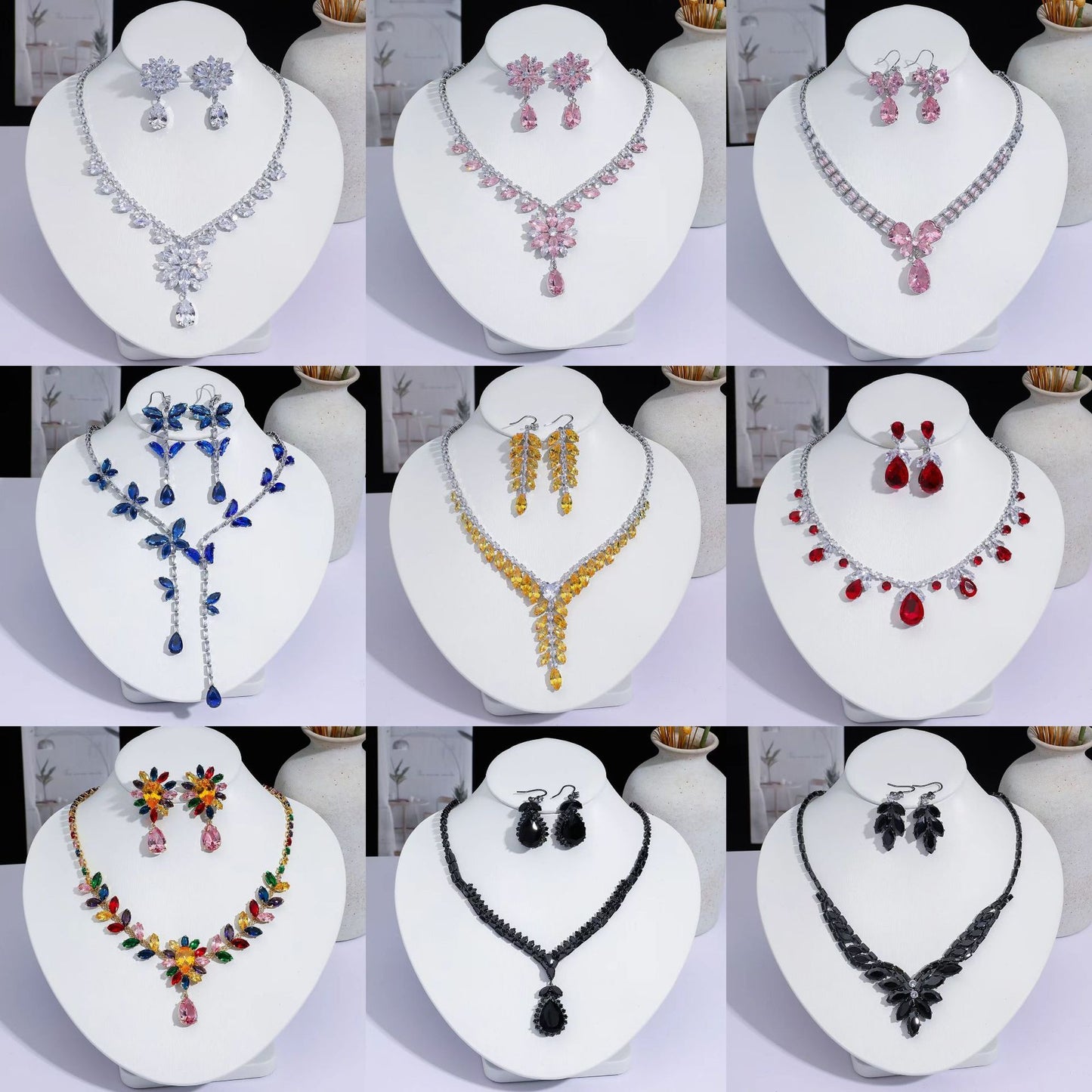 Full Diamond Drop-shaped Temperament The Dinner Party Jewelry Set