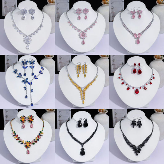 Full Diamond Drop-shaped Temperament The Dinner Party Jewelry Set
