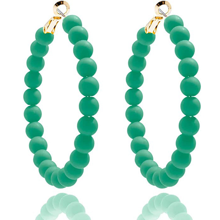 Women's Summer Colorful Acrylic Beads Round Bohemian Fashion Handmade Earrings