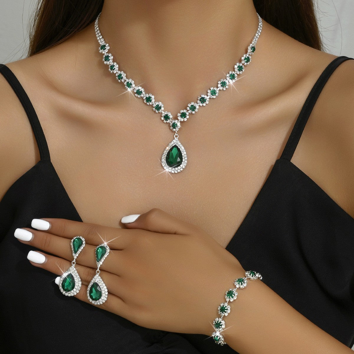 Fashion Water Drop Diamond Full Bride Necklaces