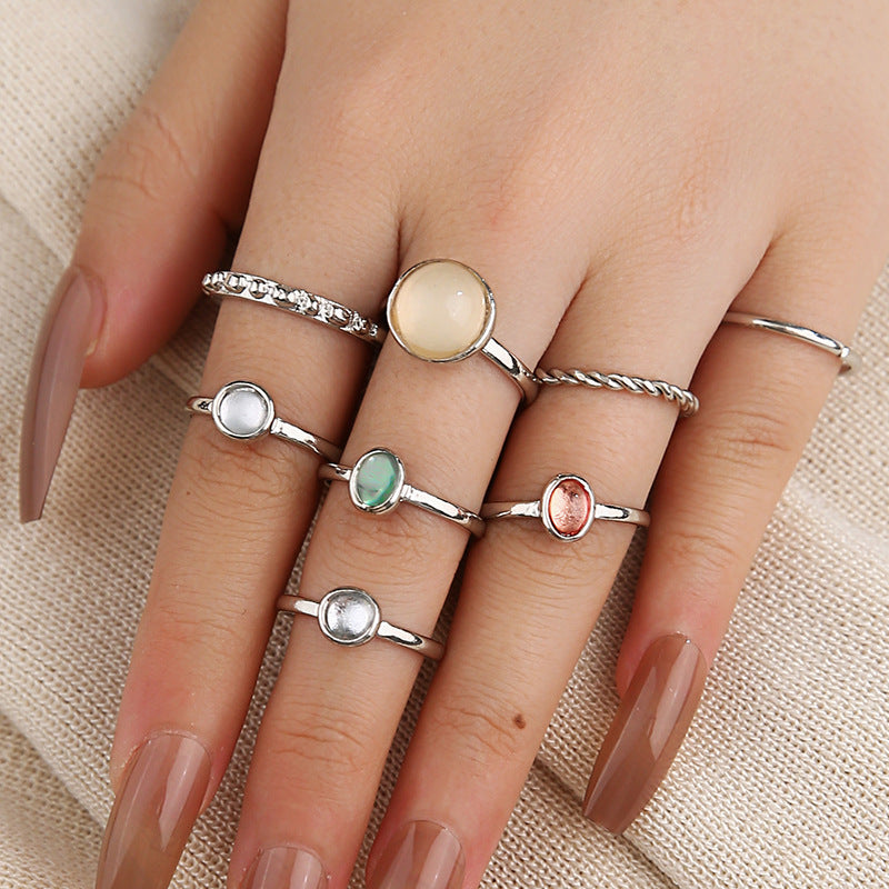 Fashion Opal Champagne Multicolor Knuckle Set Rings