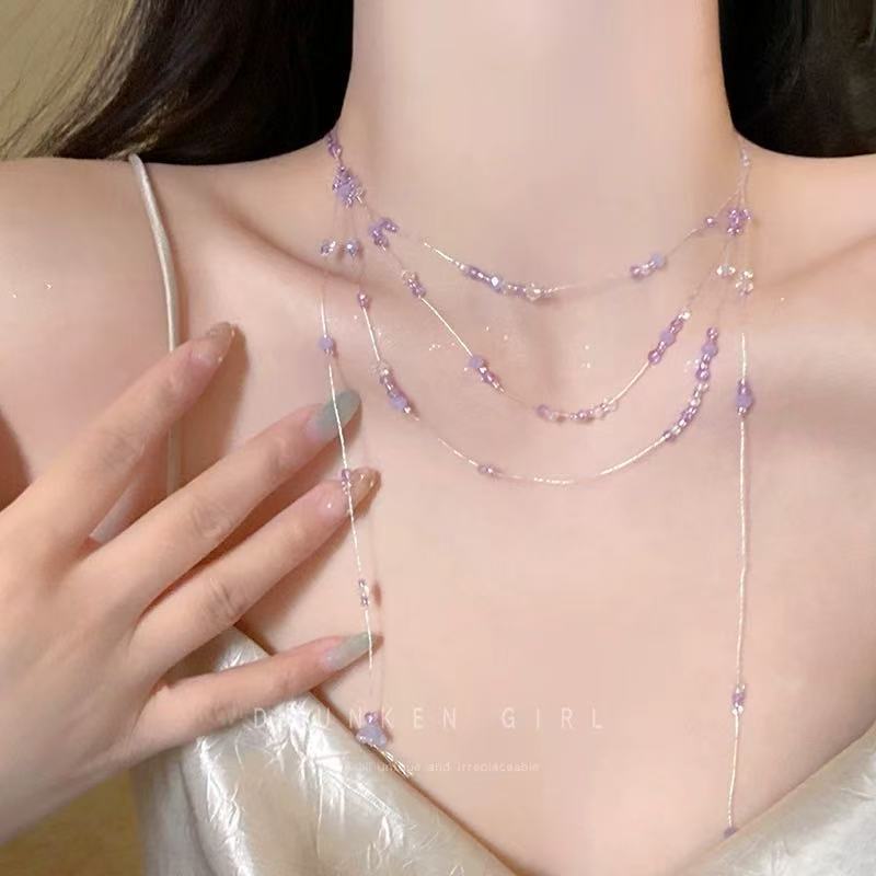Women's Dopamine Beaded For Seaside Vacation Design Sweet Flower Necklaces