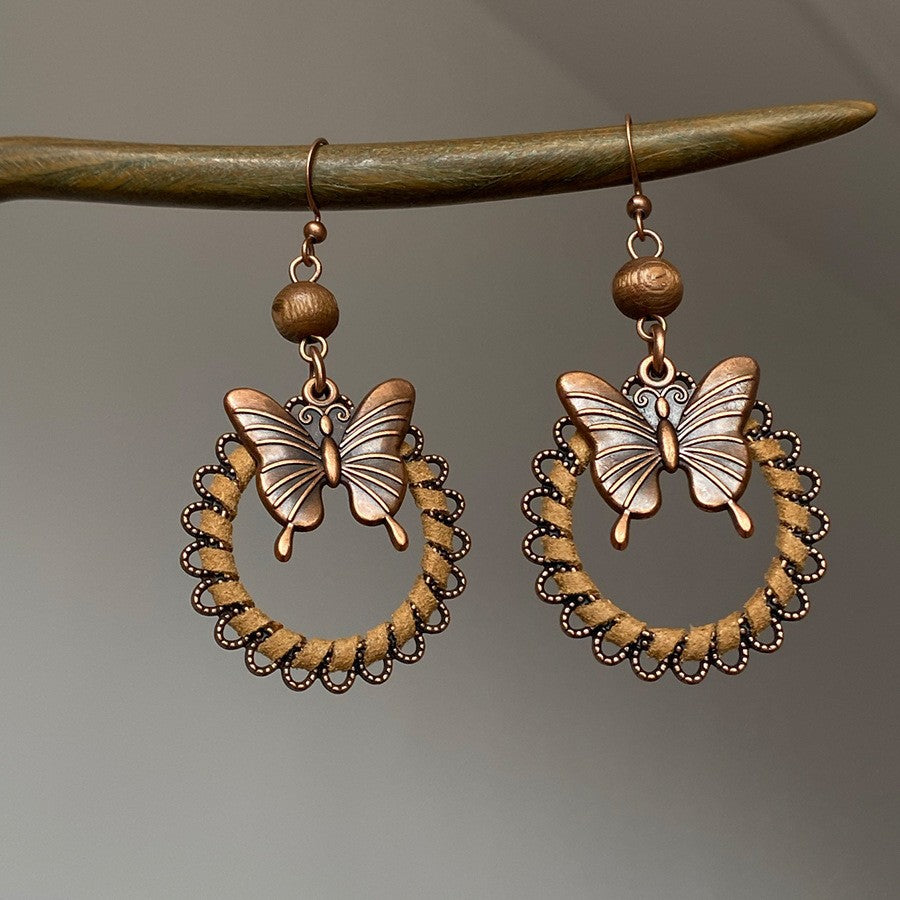 Women's Round Flower Vintage Ethnic Style Ear Niche Rings