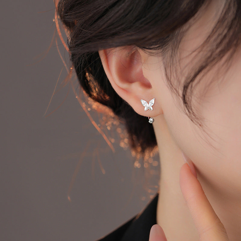 Butterfly Tightening Buckle Elegant Zircon Dancing Screw Beads Ear Hook