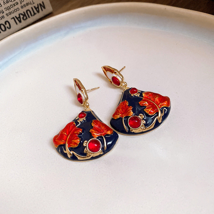 Blue Crystal Butterfly Flower Fashion Simple Fresh Light Luxury High Earrings