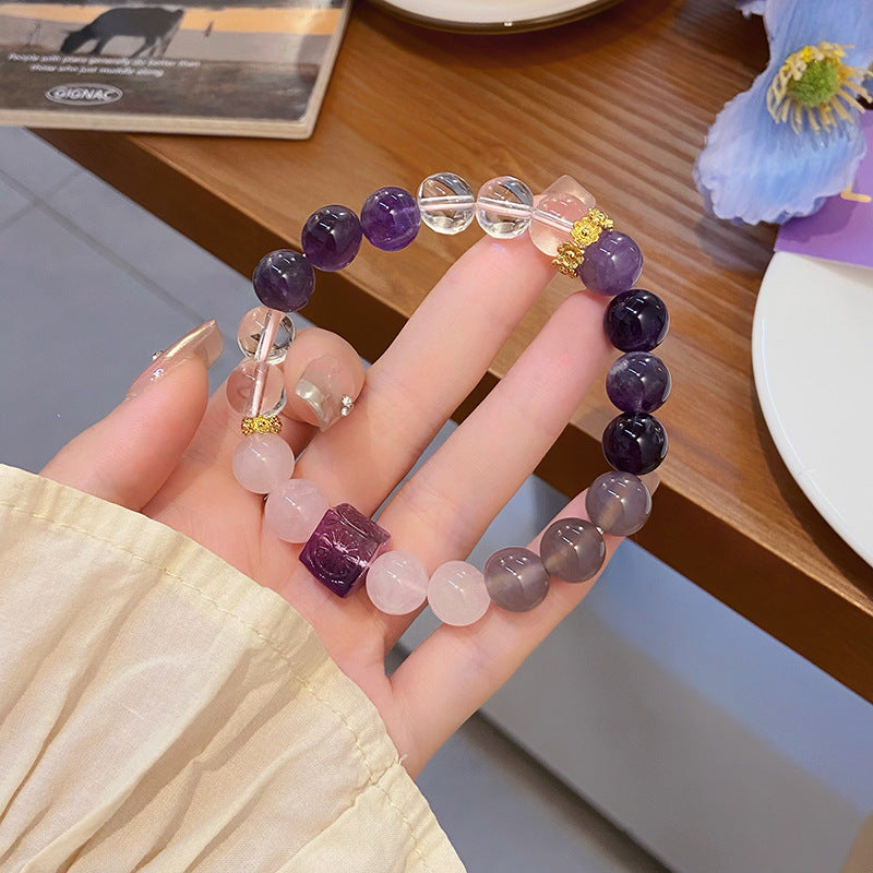 Ethnic Style Purple Crystal Simple Design Glass Bracelets