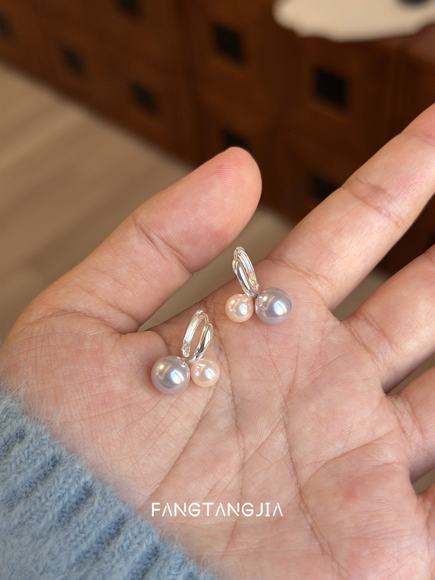 Gentle Spring Smokey Violet Pink Pearl Rings