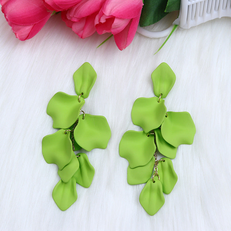 Women's Fashion Personality Tassel Petals Candy Color Design Earrings